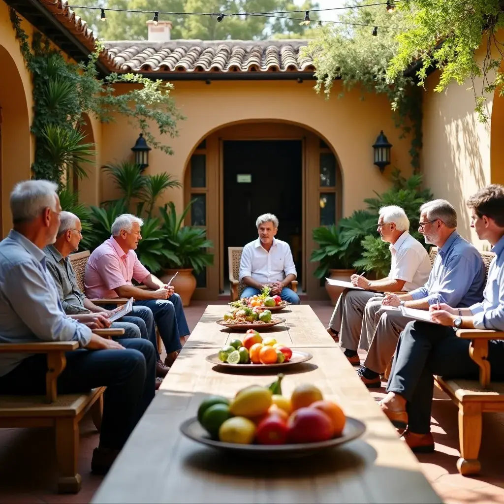Instructores guiando a hombres mayores en una sesión de yoga enfocada en la flexibilidad y el bienestar.